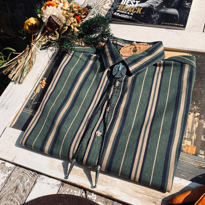 Men's Vintage Cotton Striped Long Sleeve Shirt