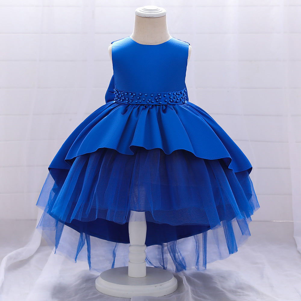 Elegant Girl Bow Tail Princess Dress