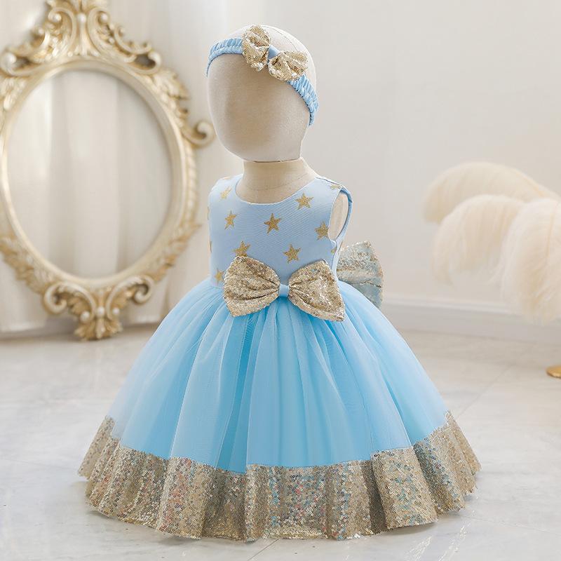 Summer Baby Girls Cute Bow Sequins Dress