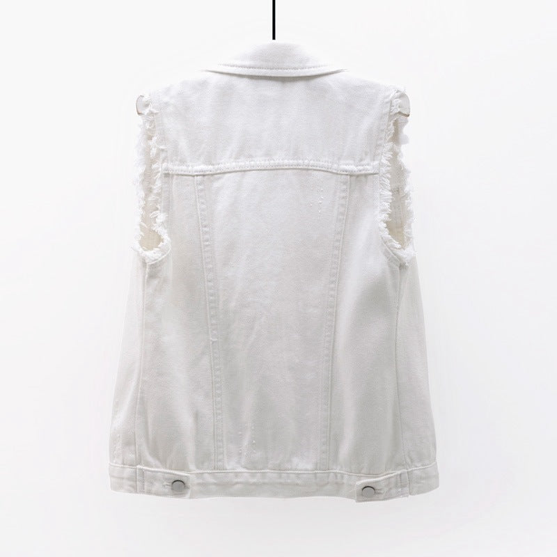 Multicolor Denim Vest Sleeveless Jacket