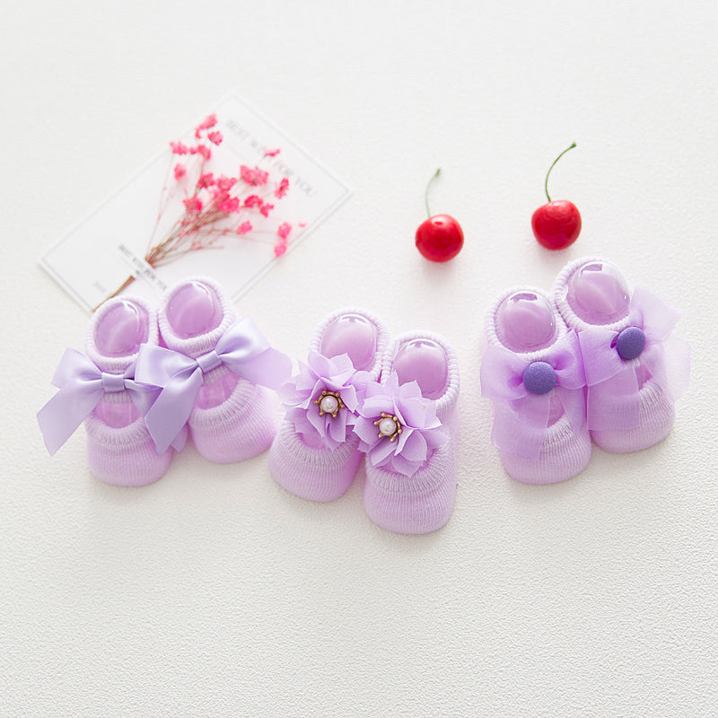 Baby Thin Cotton Non-slip Princess Style Socks