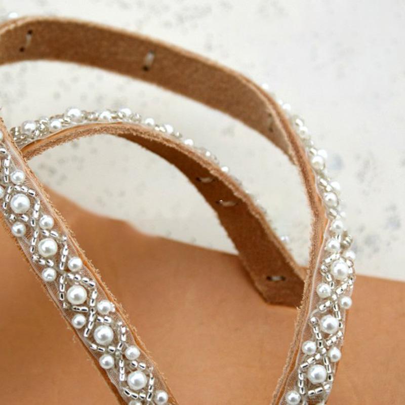 Women Handmade Pearl Boho Beach Sandals