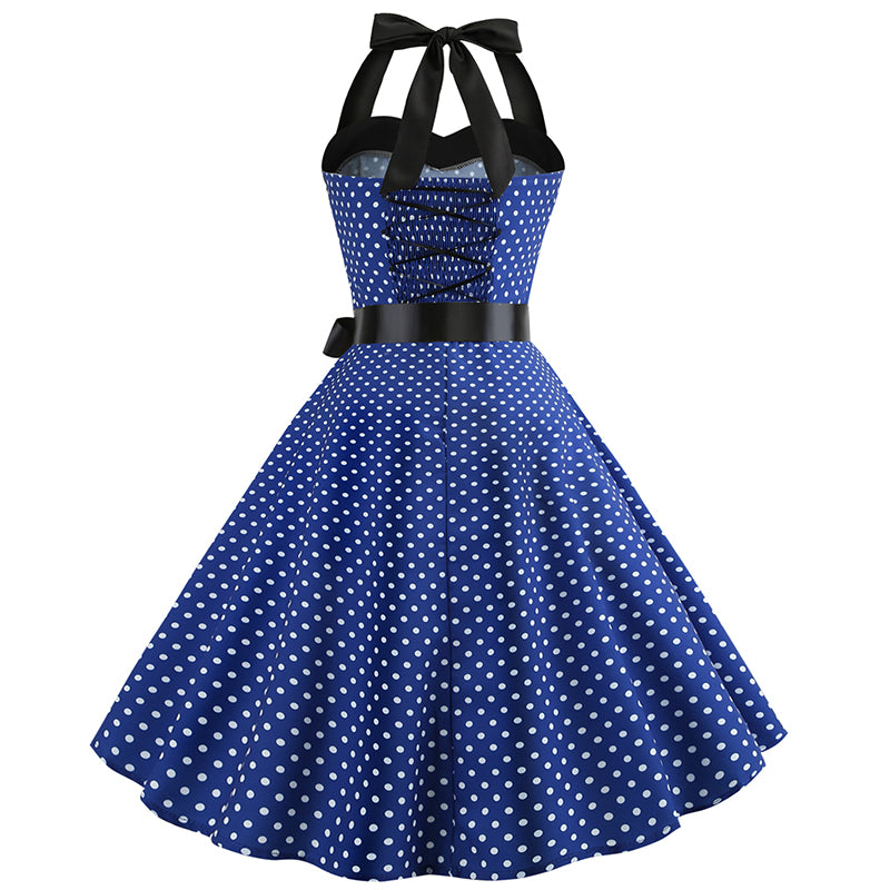 Polka Dot Retro Halter Dress