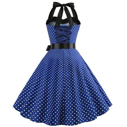 Polka Dot Retro Halter Dress