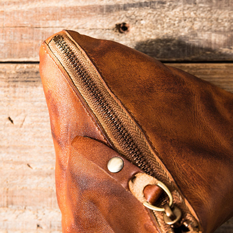Leather Retro Triangle Cash Wallet Coin Tassel Storage Bag