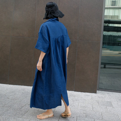 Short Sleeve Cotton Llinen Dress