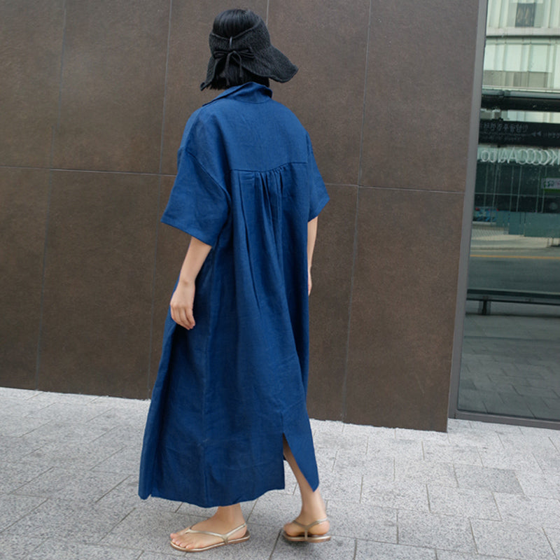 Short Sleeve Cotton Llinen Dress