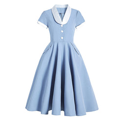 1950s Vintage Blue Midi Dress