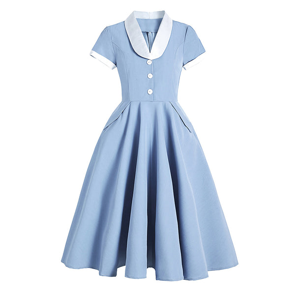 1950s Vintage Blue Midi Dress