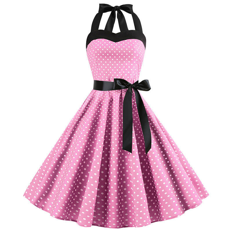 Polka Dot Retro Halter Dress