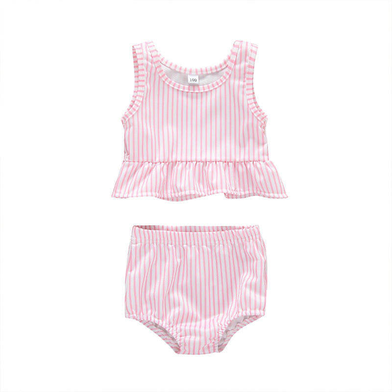 Girls Two-piece Swimsuit With Ruffles