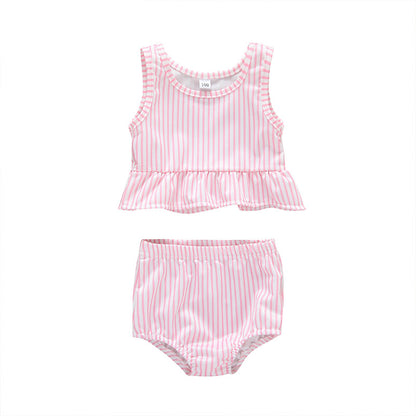 Girls Two-piece Swimsuit With Ruffles