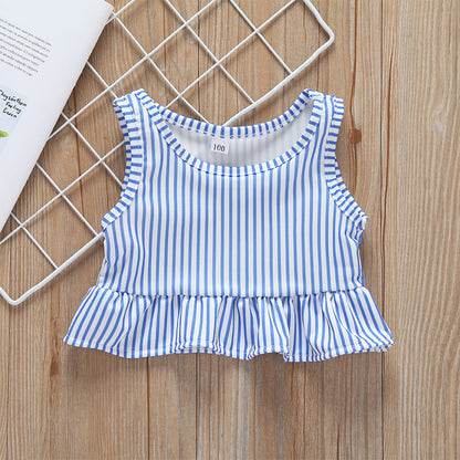 Girls Two-piece Swimsuit With Ruffles