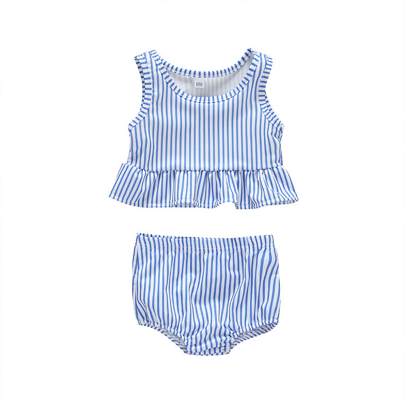 Girls Two-piece Swimsuit With Ruffles