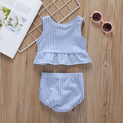 Girls Two-piece Swimsuit With Ruffles