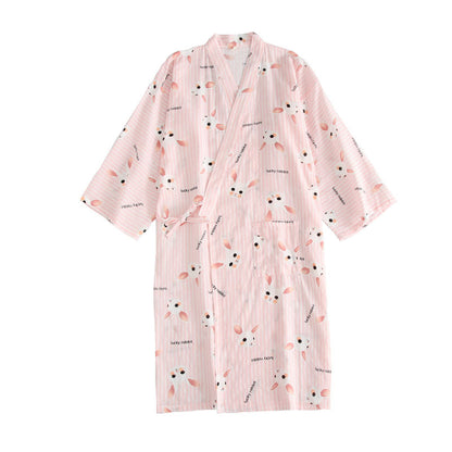 Pure Cotton Loose Kimono Nightgown