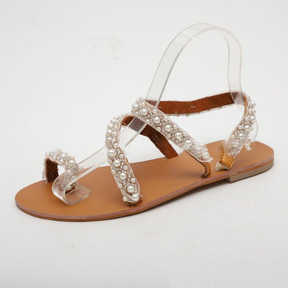 Women Handmade Pearl Boho Beach Sandals