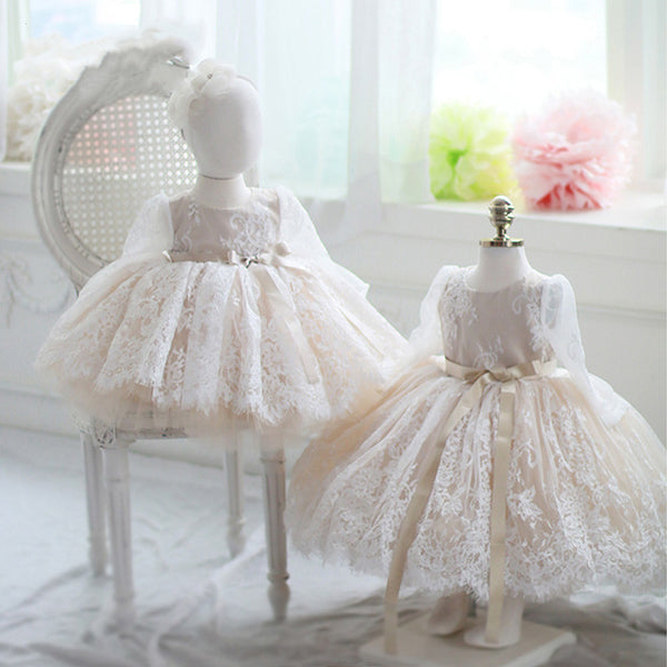 Lace Floral Girl Princess Puffy Dress