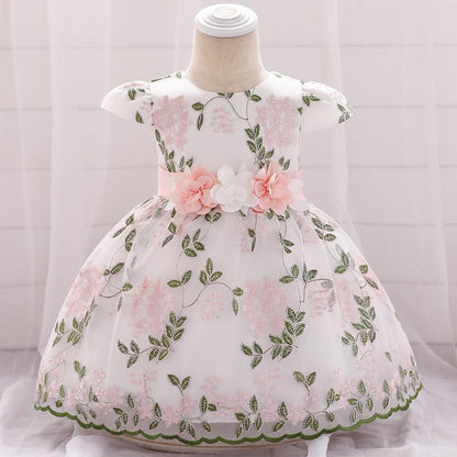 Baby Girls Lace Cozy Embroidery Princess Dress