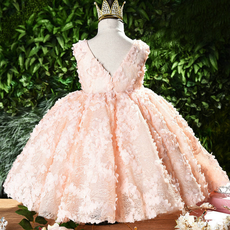 Flower Elegant Girls Puffy Princess Dress
