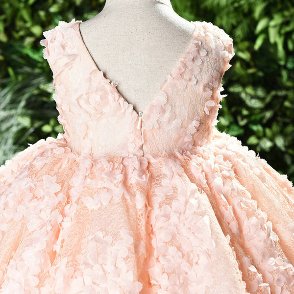 Flower Elegant Girls Puffy Princess Dress