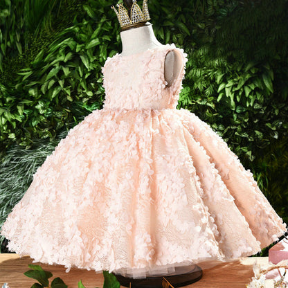 Flower Elegant Girls Puffy Princess Dress