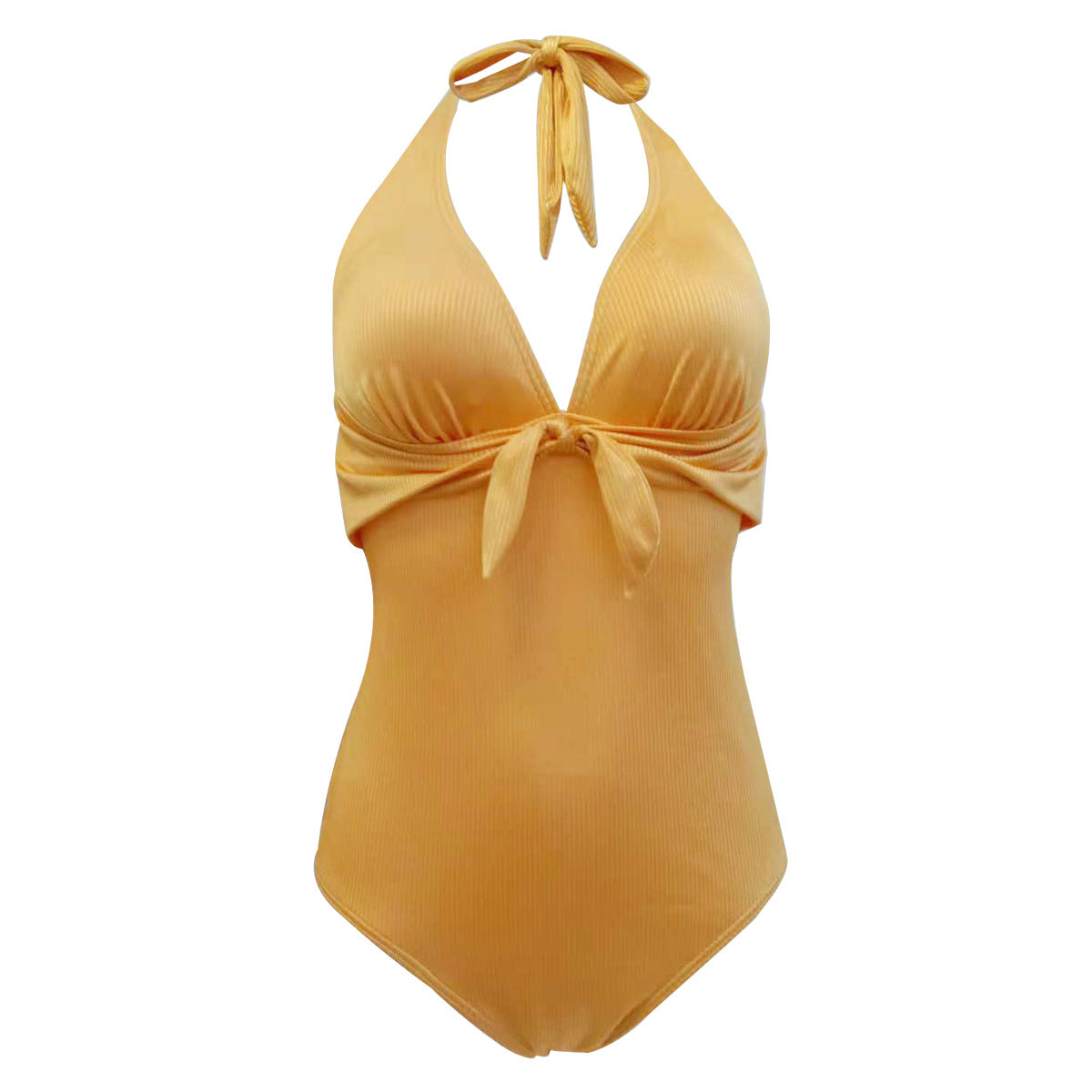Halter Solid Color One-piece Swimsuit
