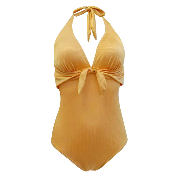 Halter Solid Color One-piece Swimsuit