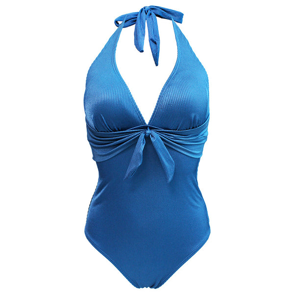 Halter Solid Color One-piece Swimsuit