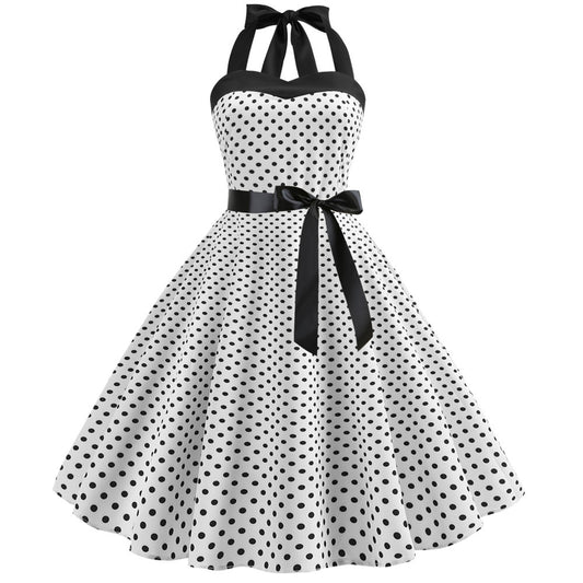 Polka Dot Retro Halter Dress