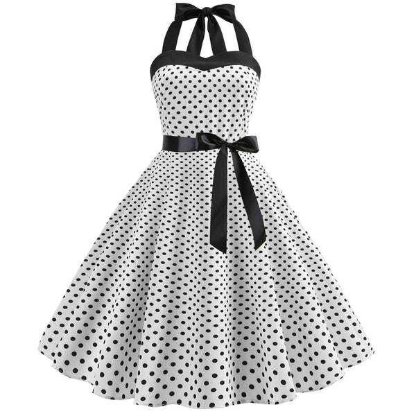 Polka Dot Retro Halter Dress