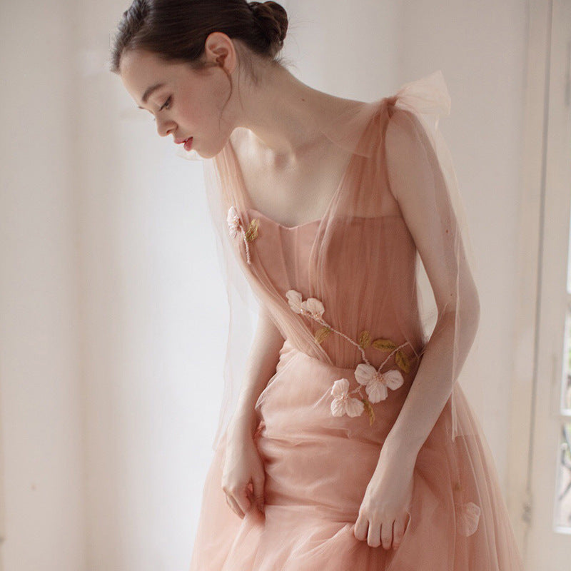 Flower Suspender Party Dress