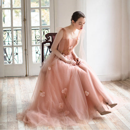 Flower Suspender Party Dress