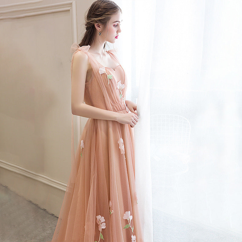 Flower Suspender Party Dress