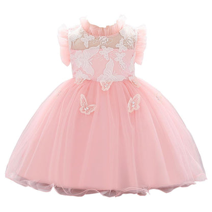 Baby One-year-old Lace Butterfly Puffy Princess Dress