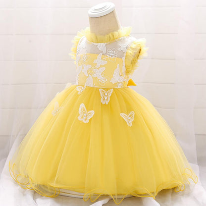 Baby One-year-old Lace Butterfly Puffy Princess Dress