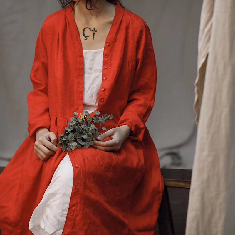 Vinatge Long Linen Cardigan
