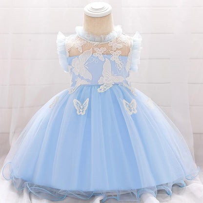 Baby One-year-old Lace Butterfly Puffy Princess Dress