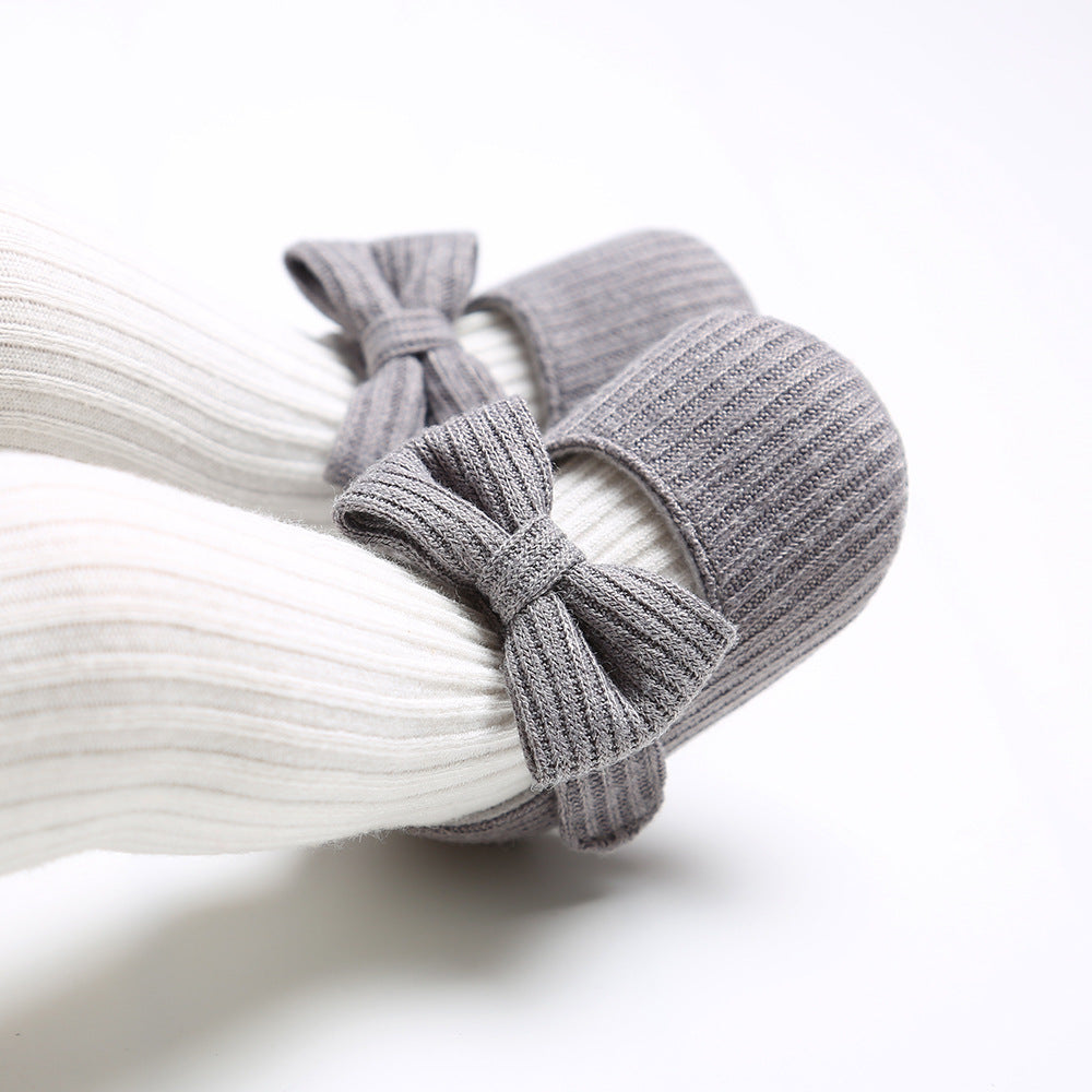 Bowknot Princess Shoes Yarn Soft Sole Baby Shoes
