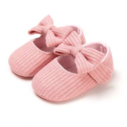 Bowknot Princess Shoes Yarn Soft Sole Baby Shoes