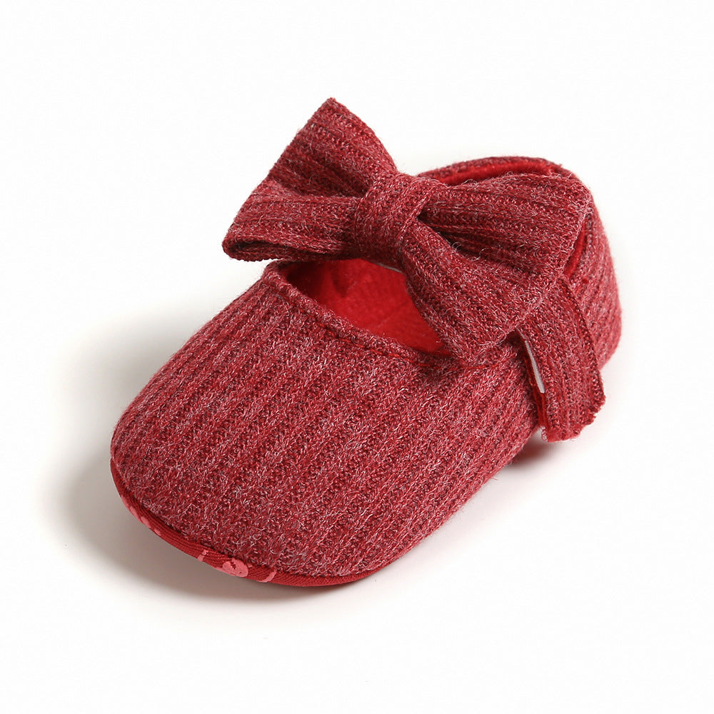 Bowknot Princess Shoes Yarn Soft Sole Baby Shoes