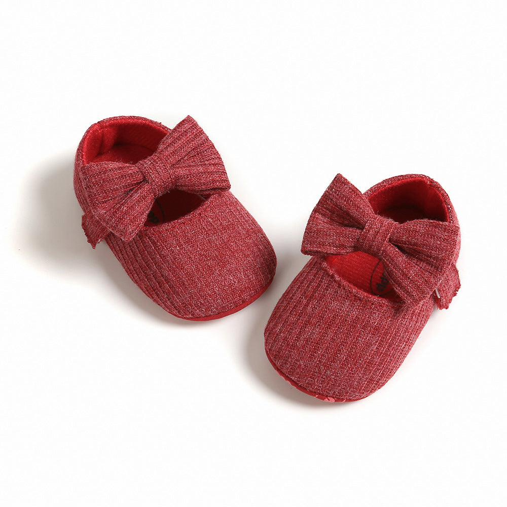 Bowknot Princess Shoes Yarn Soft Sole Baby Shoes