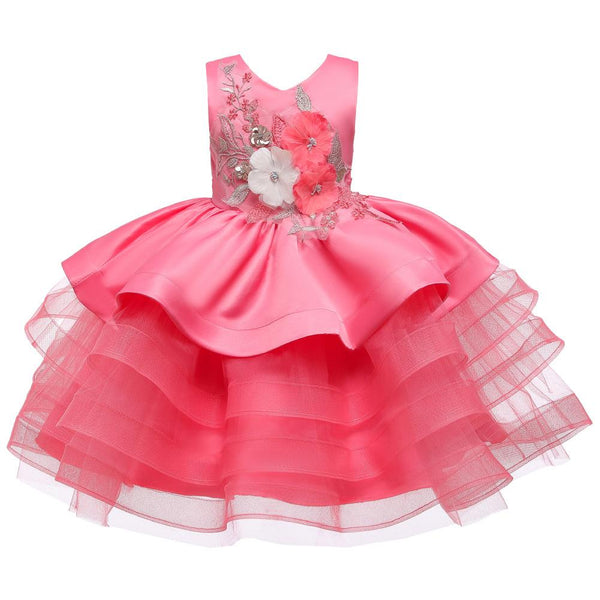 Girls Flower Princess Party Dress