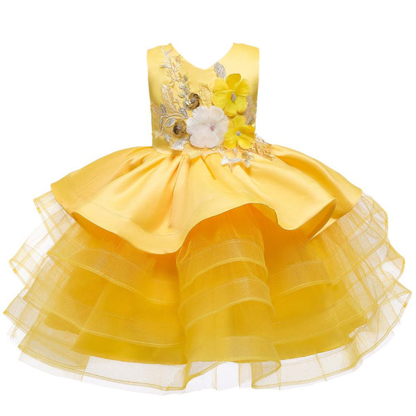 Girls Flower Princess Party Dress