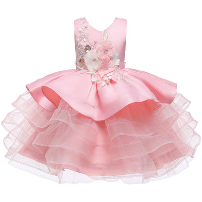 Girls Flower Princess Party Dress