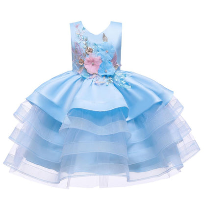 Girls Flower Princess Party Dress