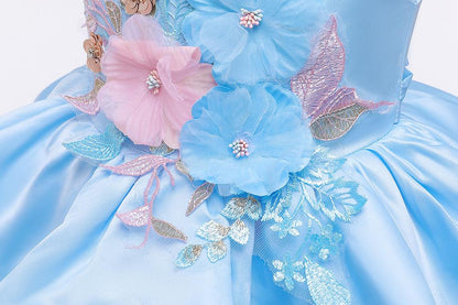 Girls Flower Princess Party Dress