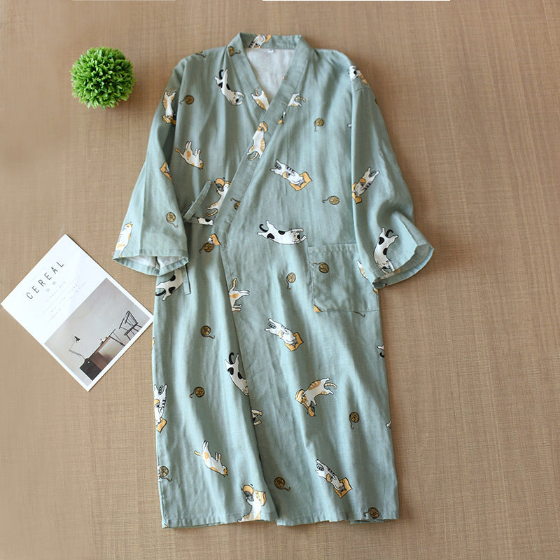 Pure Cotton Loose Kimono Nightgown