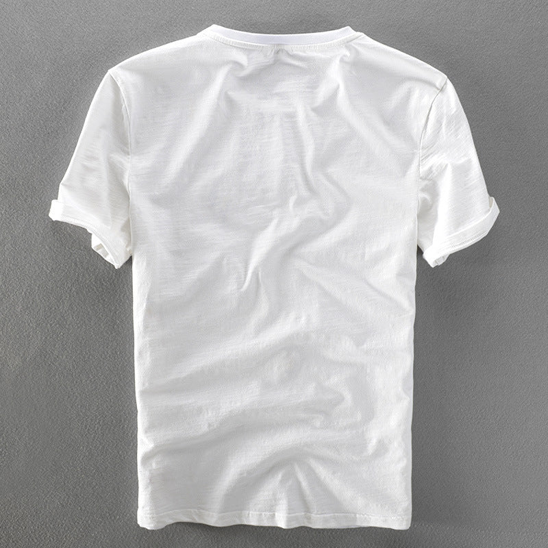 Traveler Linen Embroidered Short-sleeved T-shirt