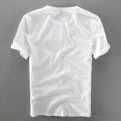 Traveler Linen Embroidered Short-sleeved T-shirt